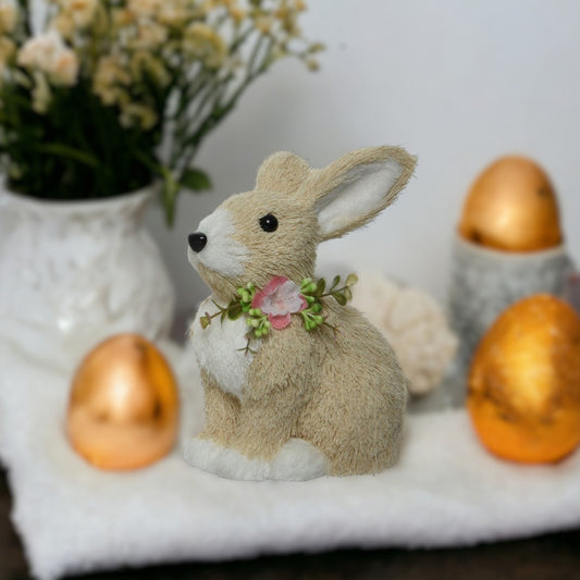 Sitting Easter Bunny with Flower Decoration