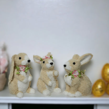 Sitting Easter Bunny with Flower Decoration