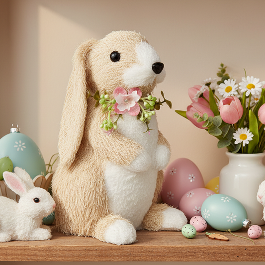 Standing Easter Bunny with Flower Decoration