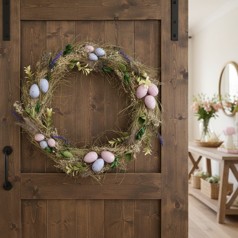 Dried Flowers and Eggs Easter Wreath