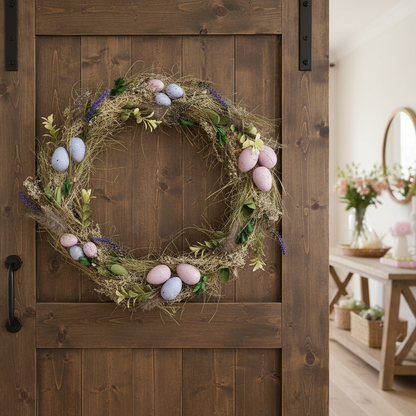 Dried Flowers and Eggs Easter Wreath