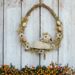 Egg Shape Easter Wreath with Lamb