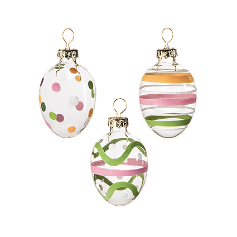 Set of 9 Glass Egg Baubles
