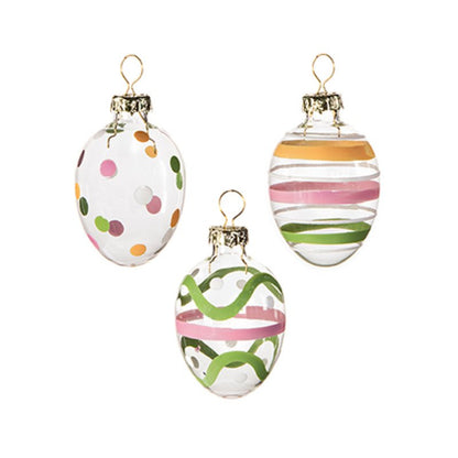 Set of 9 Glass Egg Baubles