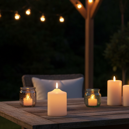 Outdoor LED Cream Church Candle 12.5cm x 7.5cm