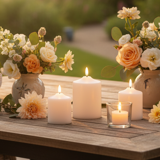 Outdoor LED Cream Church Candle 12.5cm x 7.5cm