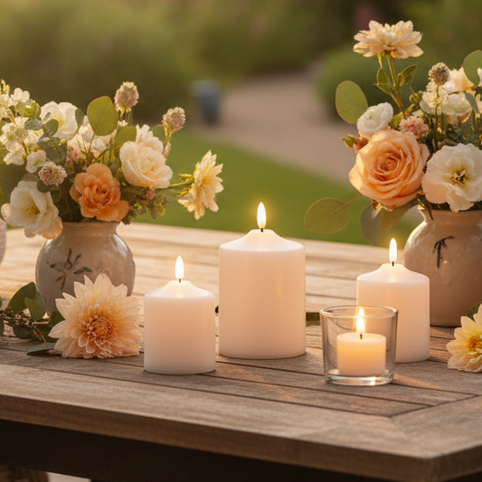 Outdoor LED Cream Church Candle 12.5cm