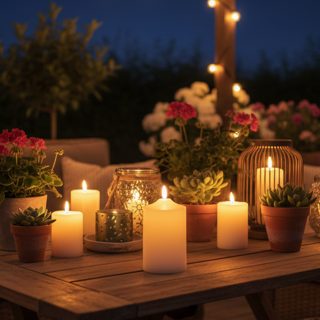 Outdoor LED Cream Church Candle 15cm x 7.5cm
