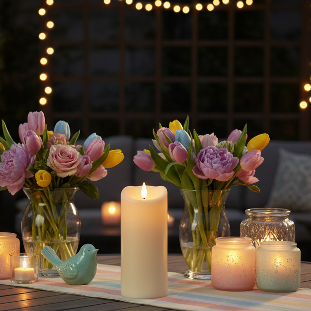 Flame Effect Outdoor LED Candle 17.5 x 7.5cm