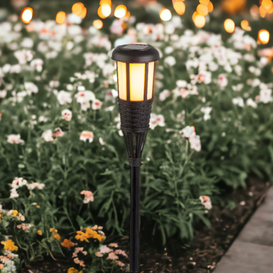 Black Solar Garden Torch Flame Effect Stake Light