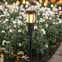 Load image into Gallery viewer, Black Solar Garden Torch Flame Effect Stake Light
