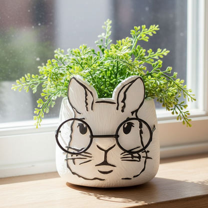 Small Bunny with Glasses Plant Pot