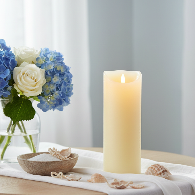 Cream Flickabright Candle 23cm x 8cm