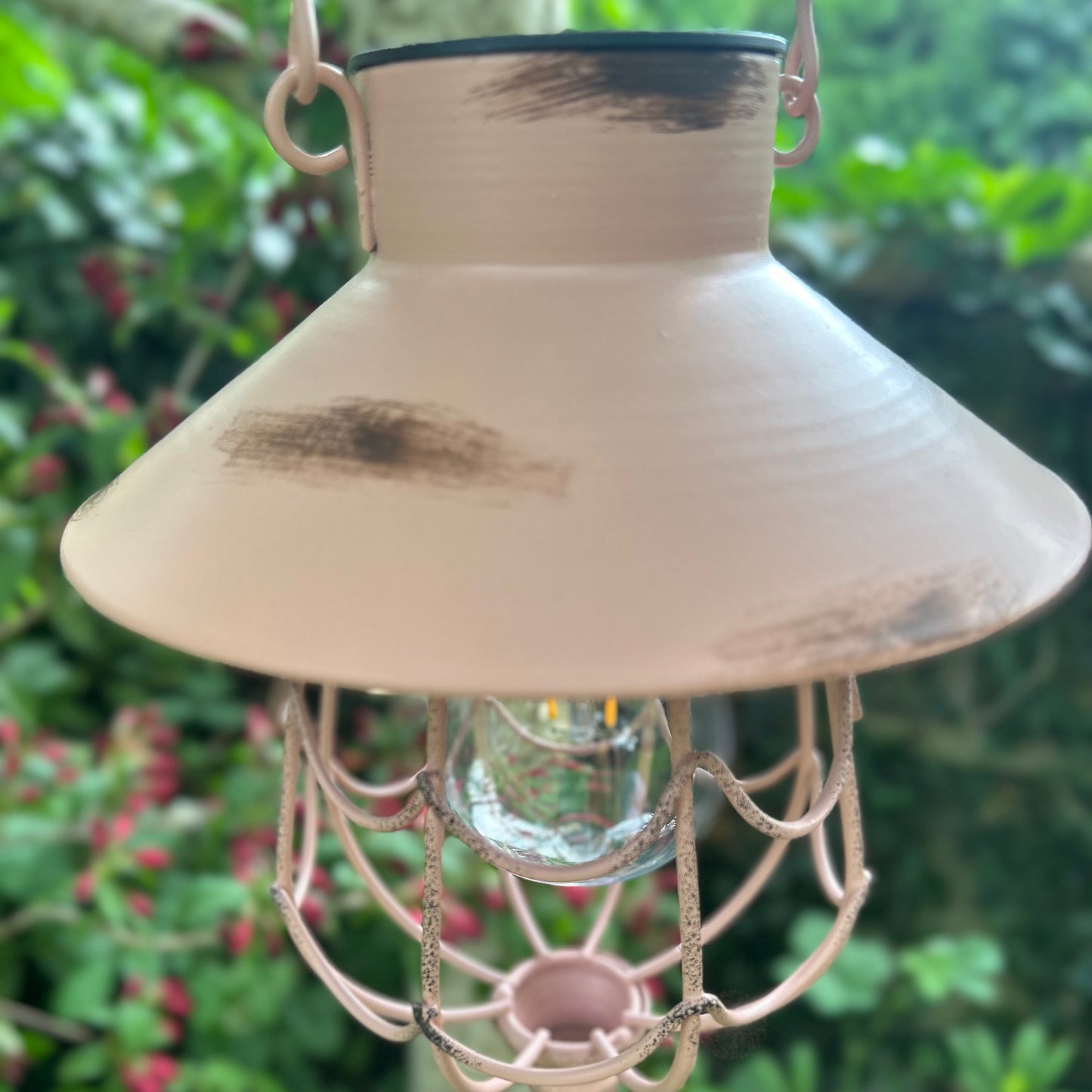 Pink Solar Metal Hanging Lantern