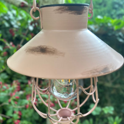 Pink Solar Metal Hanging Lantern