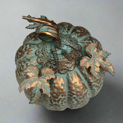 Gold and Blue Rustic Metal Pumpkin