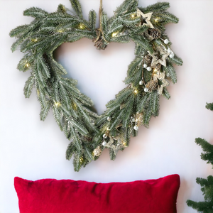 Christmas Heart Wreath with Warm White Lights