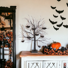 Load image into Gallery viewer, Halloween Lit Black Bat Twig Tree 60cm

