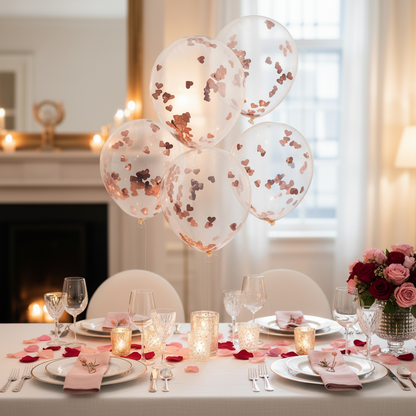 Rose Gold Heart Shaped Confetti Balloons