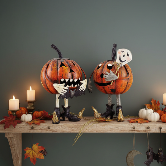 Halloween Standing Metal Pumpkin Tea Light Holders