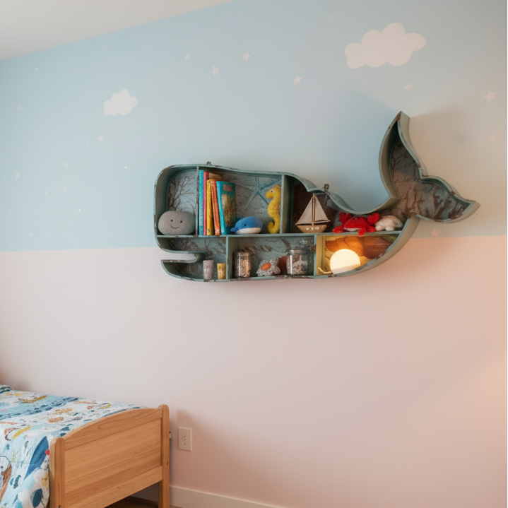 Whale Shape Wall Shelf