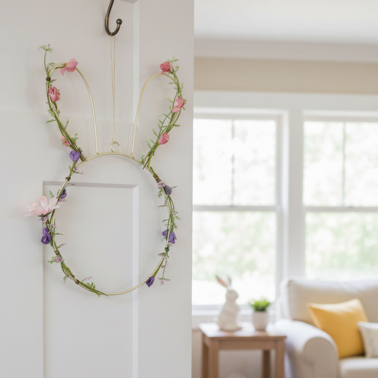 Contemporary Easter Bunny Wreath with Foliage