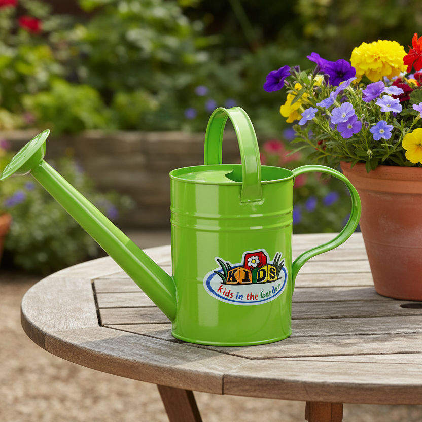 Childrens Green Metal Watering Can