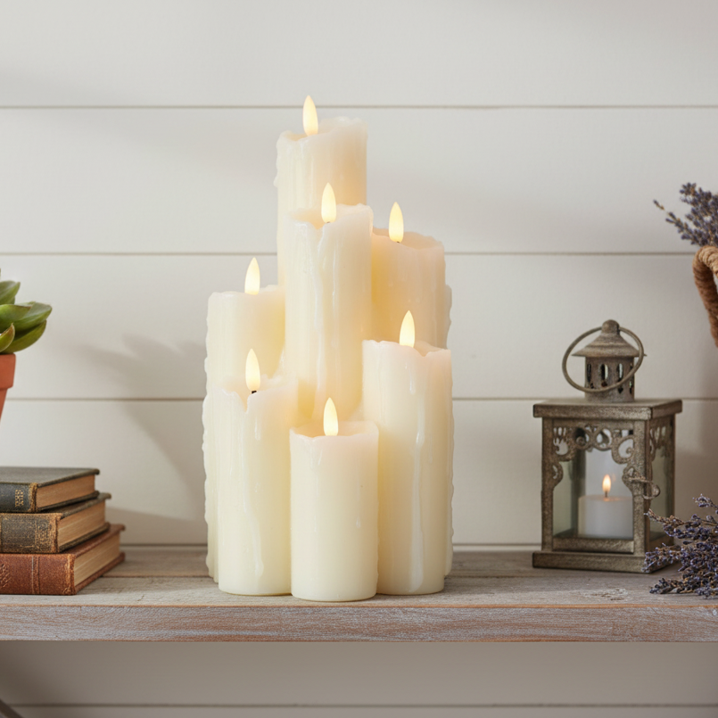 7 Piece FlickaBrights Melted Edge Wax Candles