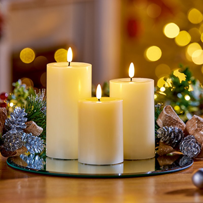 Flickabright LED Wax Melted Pool Effect Candle 23cm