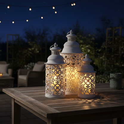 Nettuno Vintage Style Rustic Lanterns Set Of 3