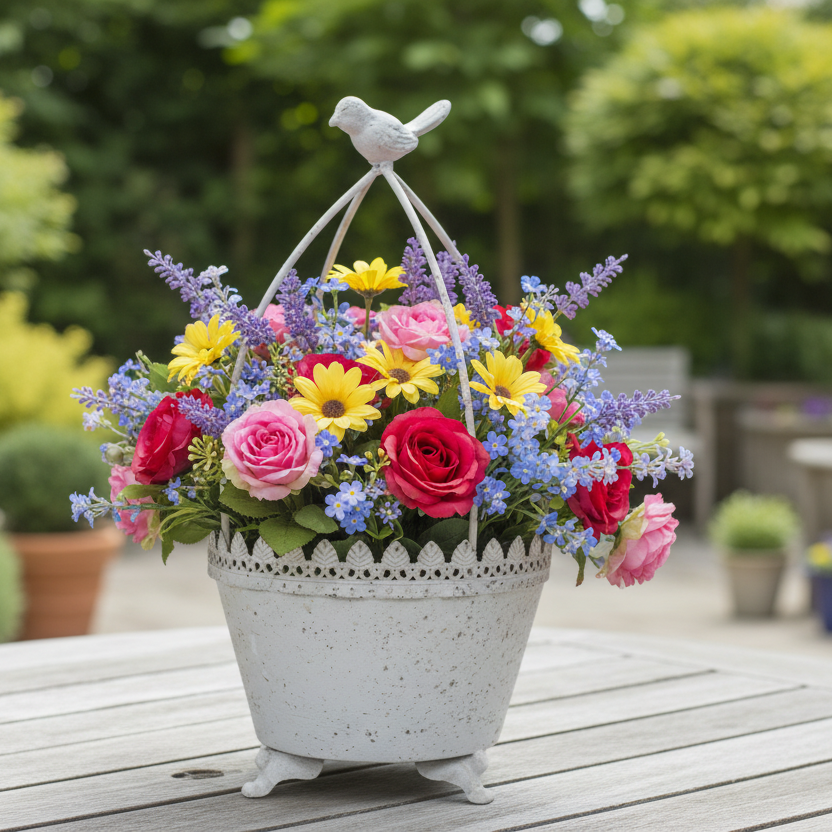 Avem White Rustic Planter