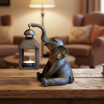 Elephant with Lantern Tealight Holder