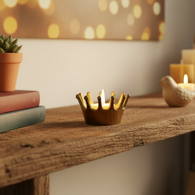 Gold Crown Tealight Holder