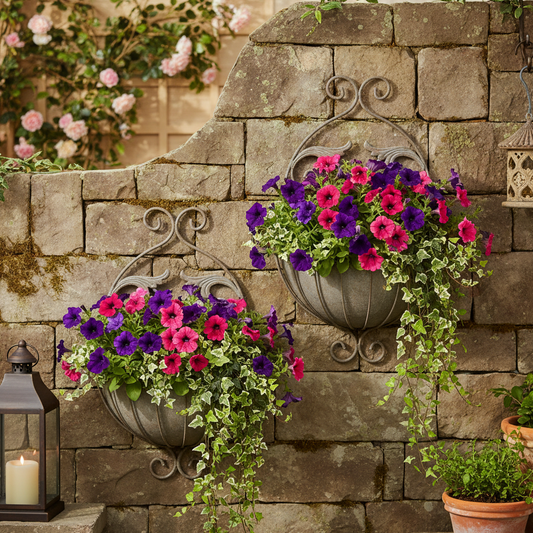 Set of 2 Ornate Wall Planters