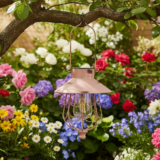 Pink Solar Metal Hanging Lantern
