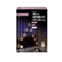 Load image into Gallery viewer, Premier 1.2m x 1.2m Pin Wire Star V Curtain 303 Warm White LED Light
