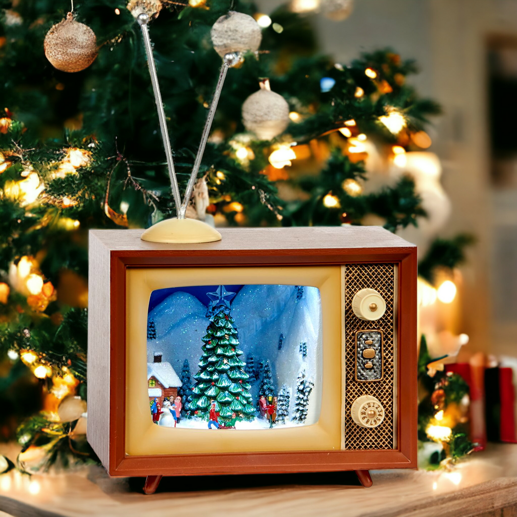 Christmas Musical Tree Scene TV Music Box