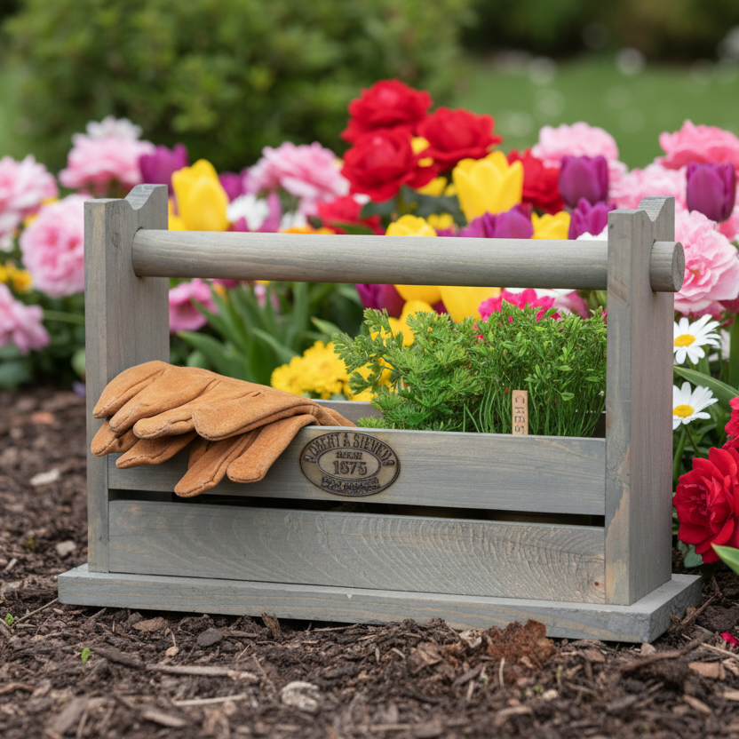 Wooden Garden Stool and Tool Crate