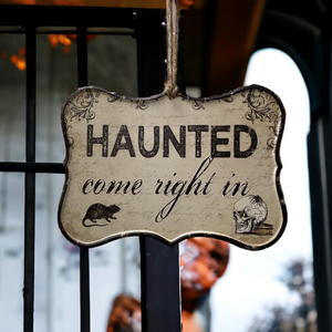 'Haunted Come Right In' Metal Halloween Sign
