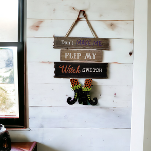 Halloween Flip My Witch Hanging Sign