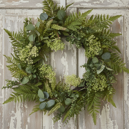 Green Artificial Fern Leaf Wreath 60cm