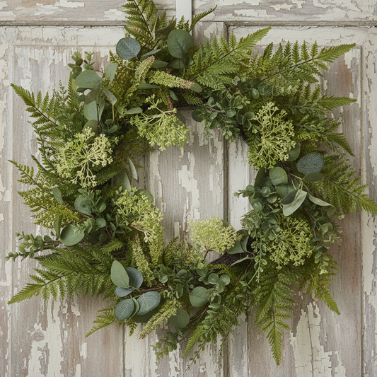 Green Artificial Fern Leaf Wreath 60cm