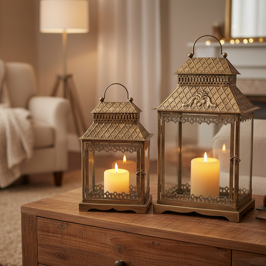 Set of 2 Golden Lanterns