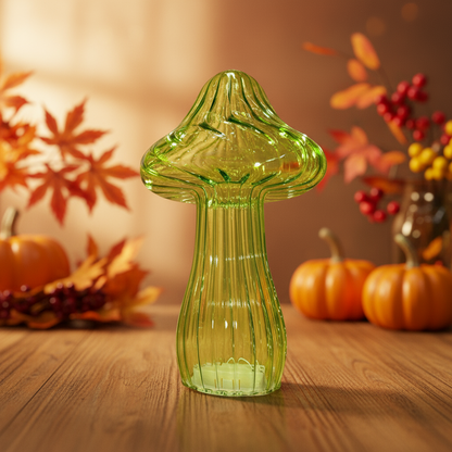 Micro LED Green Glass Mushroom Decoration 25cm