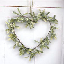 Load image into Gallery viewer, Mistletoe Heart  Christmas Wreath
