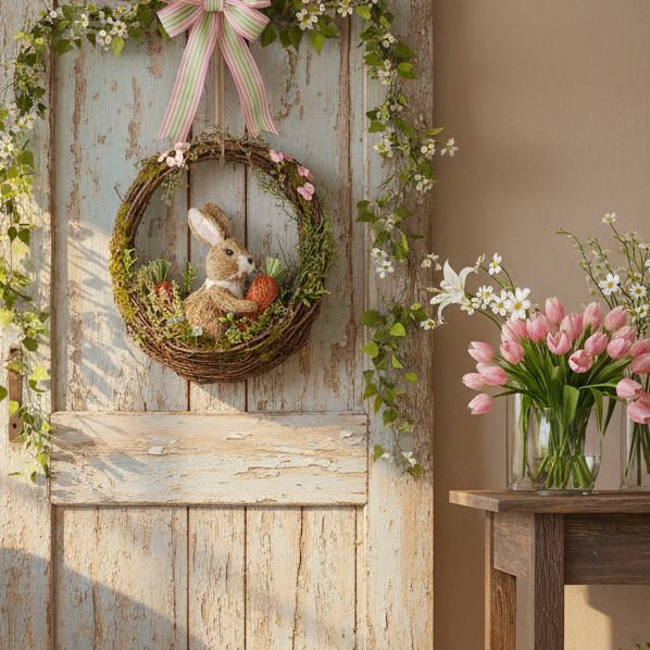 Rabbit and Carrot Spring Wreath