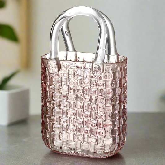 Pink Glass Hand Bag Vase