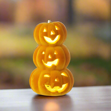 Load image into Gallery viewer, Light up Ceramic Trio of Halloween Pumpkins Stack
