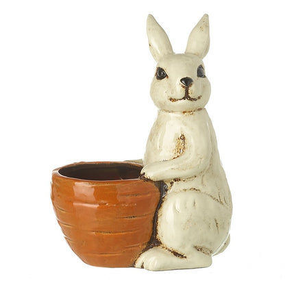 Pottery Bunny with Carrot Plant Pot