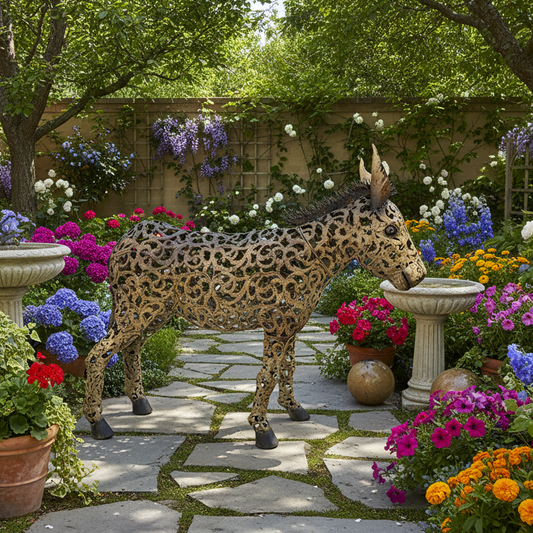 Metal Donkey Garden Ornament 80cm